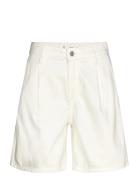 Mid-Rise Denim Bermuda Shorts With Pleats Mango White