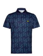 Ls Monogram Printed Polo Shirt Lyle & Scott Sport Navy
