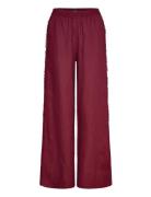 Linen Suit Trousers With Frayed Ends Mango Burgundy