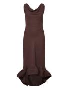 Alia Cowl Neck Ruffled Maxi Dress Malina Brown