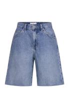 Frayed Hem Denim Shorts Mango Blue