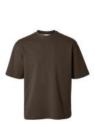 Slhlooseoscar Ss O-Neck Tee Noos Selected Brown