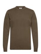 Purl Knit O-Neck Jumper Lindbergh Khaki
