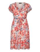 Floral Georgette Flutter-Sleeve Dress Lauren Ralph Lauren Orange