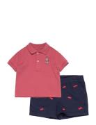 Bear Cotton Polo Shirt & Short Set Ralph Lauren Baby Red