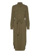 Belted Double-Faced Georgette Shirtdress Lauren Ralph Lauren Khaki