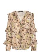 Floral Ruffle-Trim Georgette Blouse Lauren Ralph Lauren Green