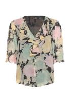 Floral Georgette Ruffle-Trim Blouse Lauren Ralph Lauren Patterned