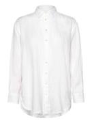 Over Floral-Logo Linen Shirt Lauren Ralph Lauren White