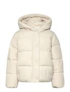 Hooded Liner Quilted Coat Mango Cream