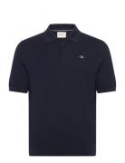 Textured Cotton Ss Polo GANT Navy