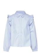 Shirt With Ruffle Detail Mango Blue