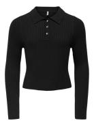 Kogmila Ls Rib Button Polo Neck Cp Knt Kids Only Black