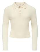 Kogmila Ls Rib Button Polo Neck Cp Knt Kids Only Cream