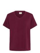 Kafrida V-Neck T-Shirt Kaffe Burgundy