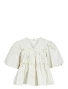 Objhope S/S Re V-Neck Top E Div Object White