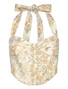 Pollie Halter Corset Top Bardot Yellow