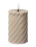 Spiralled Led Pillar Candle C'est Bon Grey
