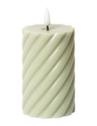 Spiralled Led Pillar Candle C'est Bon Green