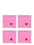 Napkins 4-Pack Pink Hearts Midnatt Pink