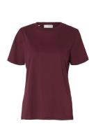 Slfmyessential Ss O-Neck Tee Noos Selected Burgundy