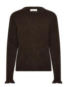 Slflulu Ls Knit Frill Cuff O-Neck Noos Selected Brown