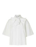 Slfaya-Juno 2/4 Bow Shirt Selected White