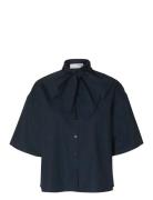 Slfaya-Juno 2/4 Bow Shirt Selected Navy