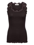Rwbabette Silk Sl U-Neck Long Lace Rosemunde Brown