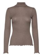 Rwburlington Wool Ls T-Neck T-Shirt Rosemunde Brown