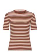 Slim Striped 1X1 Ribbed Ss T-Shirt GANT Red