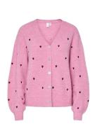 Yasbow Ls Embroided Knit Cardigan S. YAS Pink