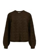 Objflora Re L/S Knit Pullover Noos Object Brown