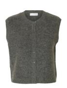 Slflulu Sl Button O-Neck Vest Noos Selected Grey