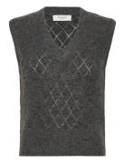 Rwaida Alpaca Sl V-Neck Vest Rosemunde Grey