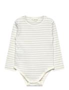 Cotton Striped Baby Bodysuit Mango Cream