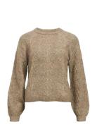 Objflora Re L/S Knit Pullover Noos Object Beige