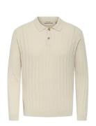 Onskent Life Reg 12 Ls Polo Knit ONLY & SONS Cream