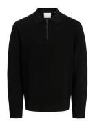 Jprblamilano Stitch Knit Zip Polo Sn Jack & J S Black