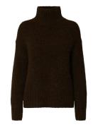 Slfgabriella Ls Knit High Neck Noos Selected Brown