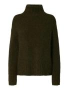 Slfgabriella Ls Knit High Neck Noos Selected Khaki