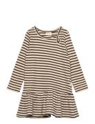 Dress L/S Modal Striped Petit Piao Beige