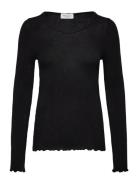 Rwburlington Wool Ls O-Neck T-Shirt Rosemunde Black