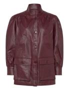 Clements Vegan Leather Jacket Bardot Burgundy