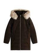 Mw Down Slim Coat With Fur Tommy Hilfiger Brown