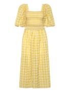 Delicate Checked Maxi Dress Stella Nova Yellow