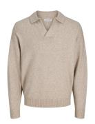 Jjsoho Ollie Knit Split Neck Ln Jack & J S Beige