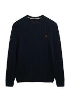 Cotton Cable Knit Crew Superdry Navy
