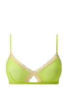Mesh Lace Trim Triangle Bralette Understatement Underwear Green