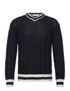 Slhroy Ls Knit Relaxed Rib V-Neck Selected Navy